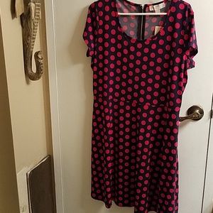 Michael Lors Navy Dress with Red Polka Dots